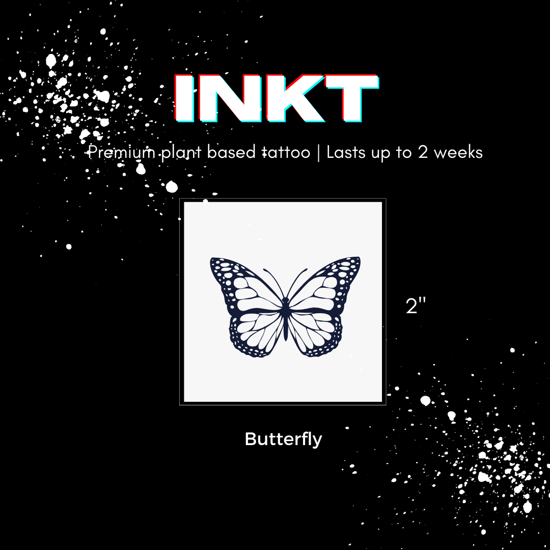 Butterfly Tattoo | 2 Week Temporary Tattoo | Plant based Vegan Tattoo | Spiritual Tattoo | Symbolic Tattoo | Butterflies Tattoo | Minimalist Tattoo