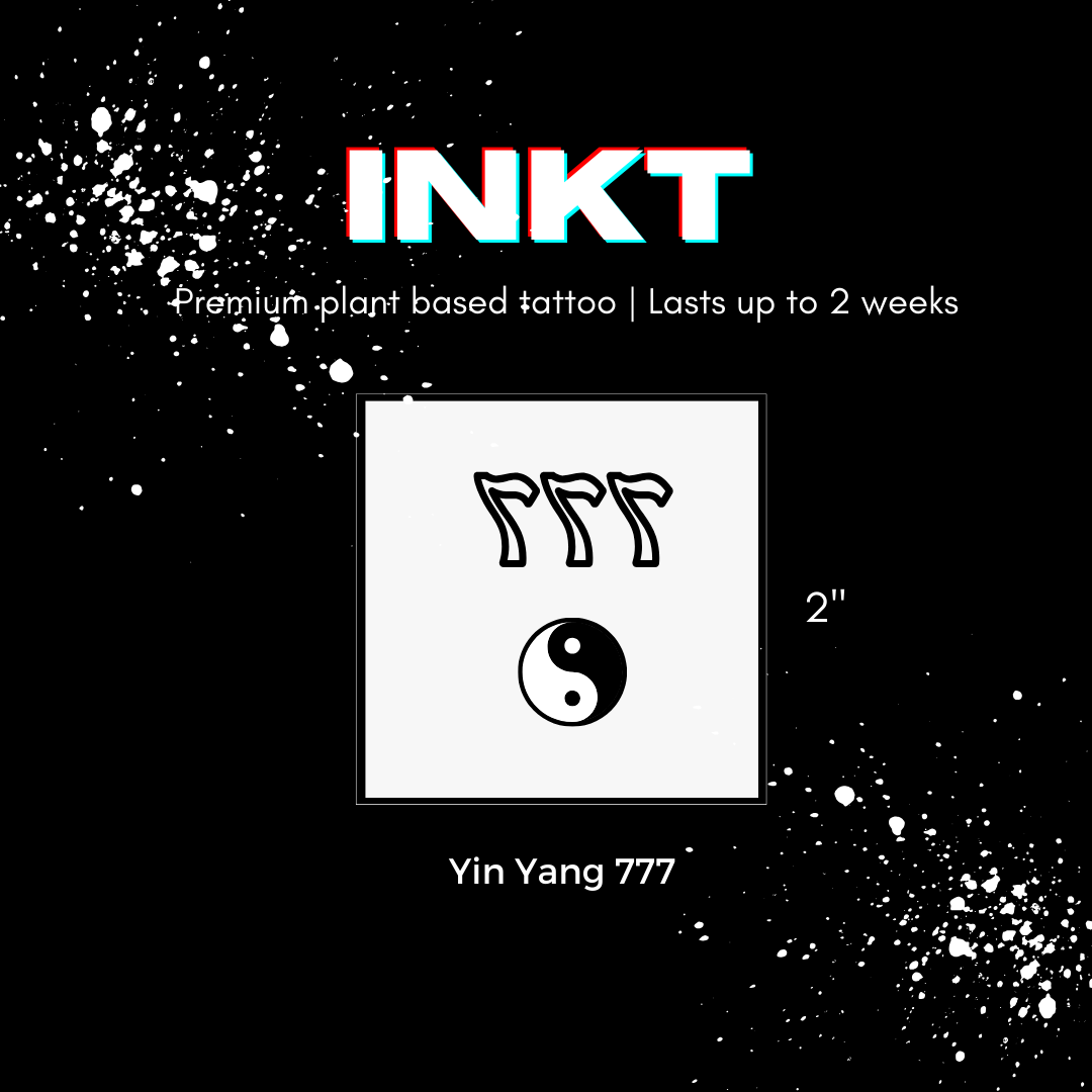 Yin Yang 777 Tattoo | 2 Week Temporary Tattoo | Plant Based Vegan Tattoo | 777 Tattoo | Yin Yang Tattoo | Festival Tattoo | Matching Tattoo | Gift Idea | Temporary Tattoo | Asian Inspired Tattoo | Good Luck Tattoo | Angel Number Tattoo