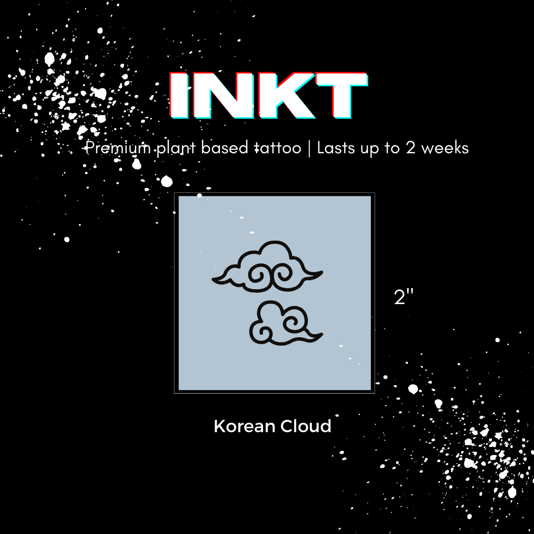 Traditional Korean Cloud Tattoo | 2 Week Temporary Vegan Tattoo | Minimalist Tattoo | Anime Tattoo | Body Art