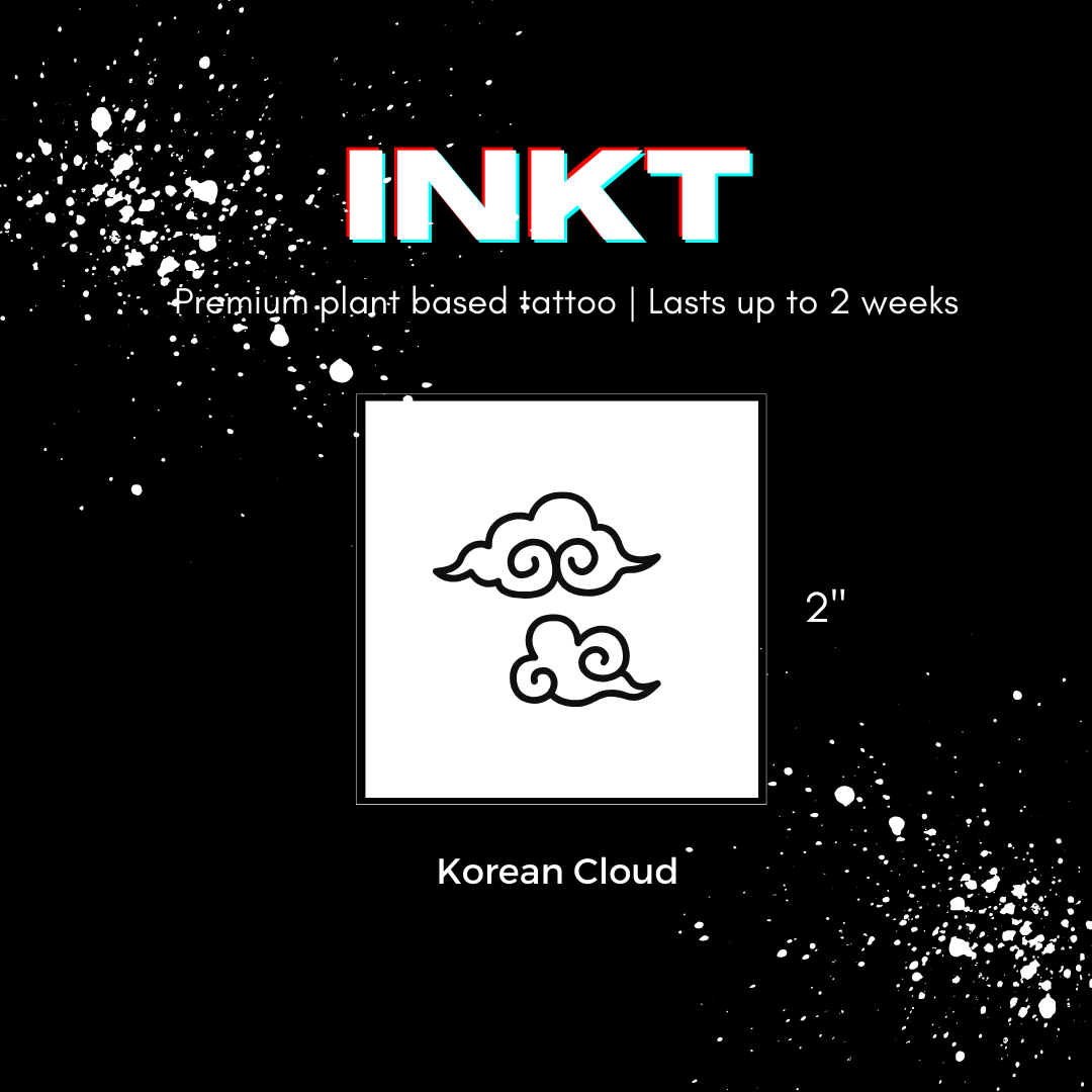 Traditional Korean Cloud Tattoo | 2 Week Temporary Vegan Tattoo | Minimalist Tattoo | Anime Tattoo | Body Art