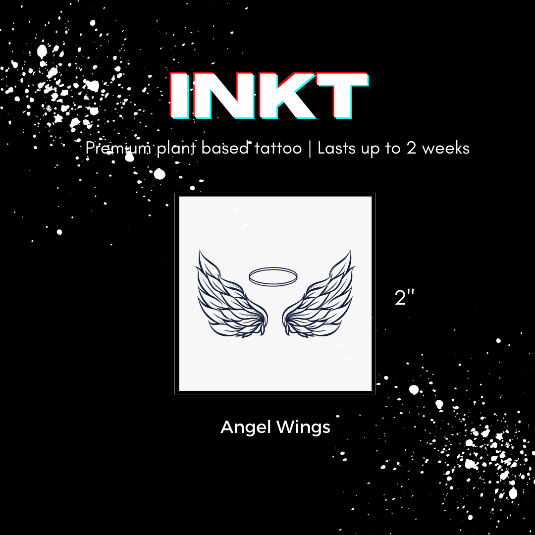 Angel Wing Tattoo | 2 Week Temporary Tattoo | Plant Based Vegan Tattoo | Boho Tattoo | Festival Tattoo | Spiritual Tattoo | Angel Tattoo | Wing Tattoo |