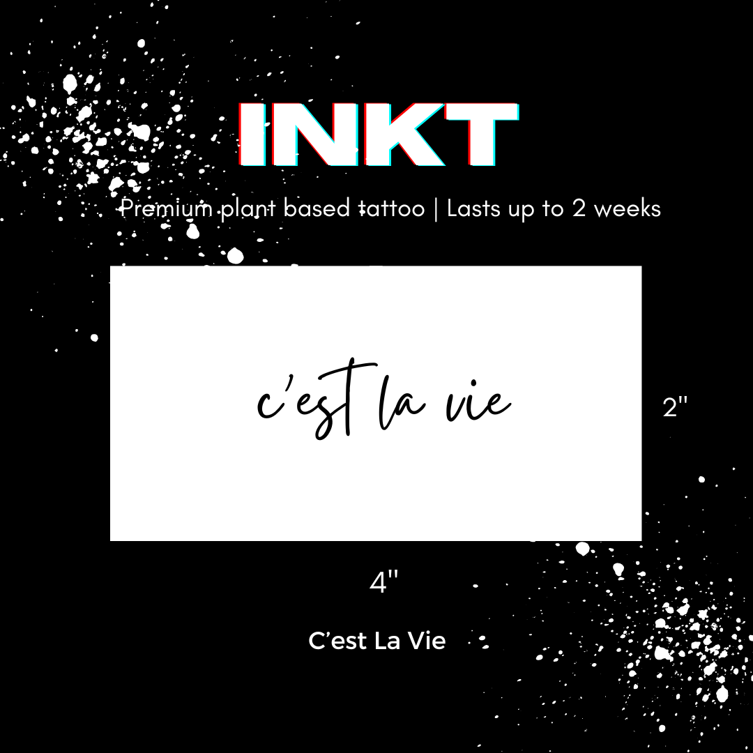 C'est La Vie Tattoo | 2 Week Temporary Tattoo | Semi Permanent Tattoo | Plant Based Vegan Tattoo | Letter Tattoo | Inspirational Tattoo | Festival Tattoo | Gift Idea | Boho Tattoo | Bohemian Tattoo