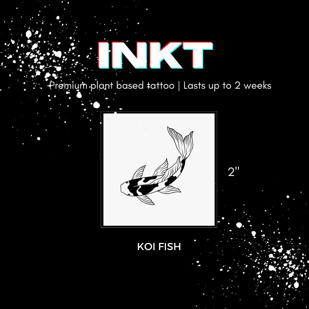 Koi Fish Tattoo | 2 Week Temporary Tattoo | Plant Based Vegan Tattoo | Fish Tattoo | Cute Tattoo | Festival Tattoo | Matching Tattoo | Gift Idea | Temporary Tattoo | Meaningful Tattoo | Inspirational Tattoo