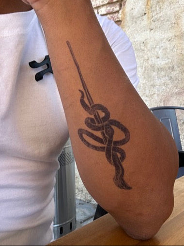 Caduceus Snake Tattoo | Temporary Semi Permanent Tattoo | Vegan Tattoo Plant Based Tattoo | Medical Tattoo | Christian Tattoo | Staff of Moses | Realistic Tattoo