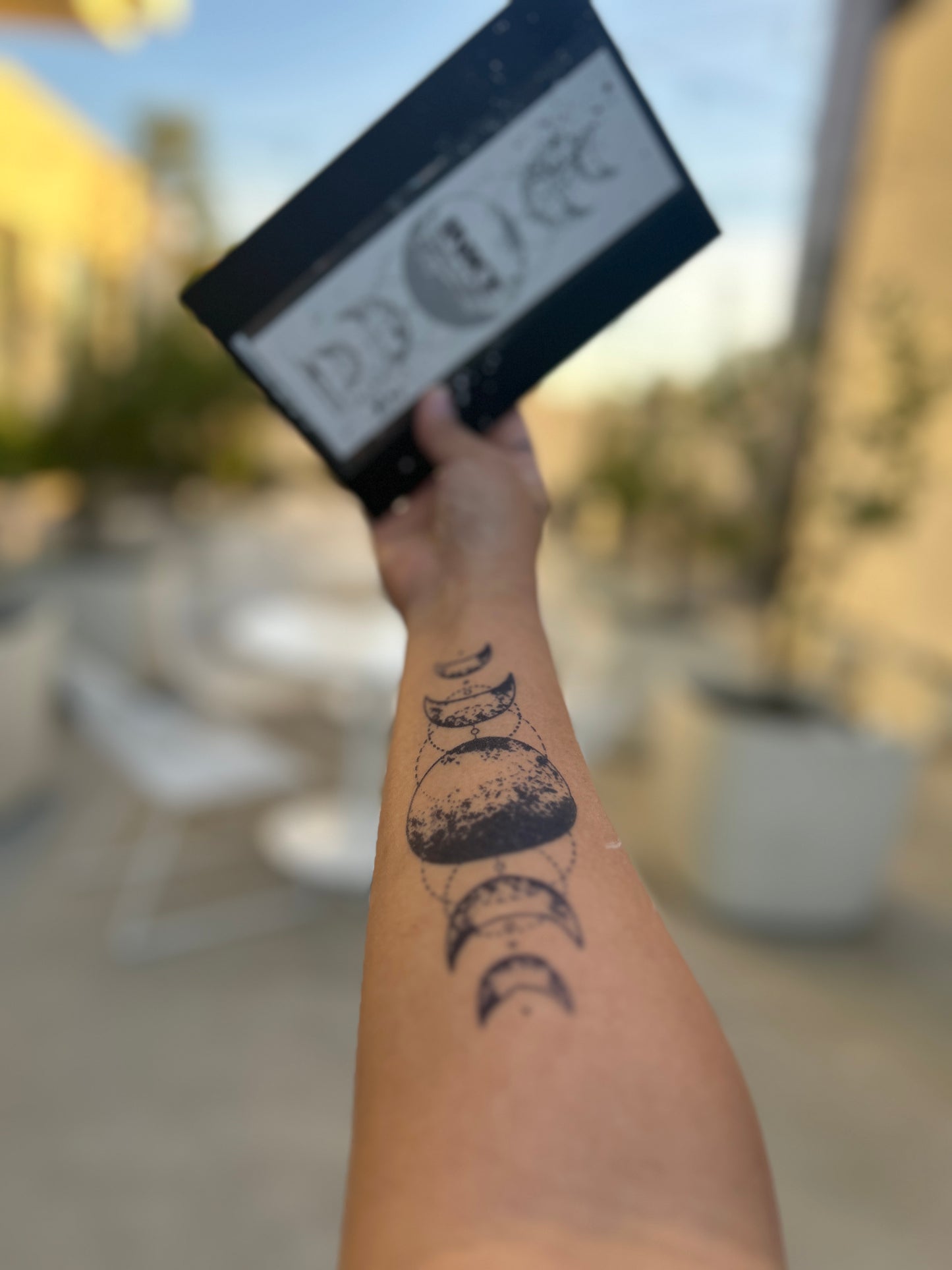 Celestial Moon Phase Tattoo | 2 Week Semi-Permanent Tattoo | Vegan Temporary Tattoo | Moon Phase Tattoo | Celestial Tattoo | Spiritual Tattoo | Moon Tattoo