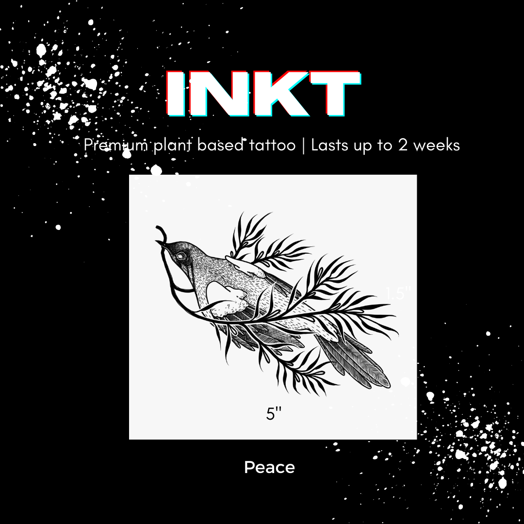 Peace Bird Tattoo | 2 Week Semi Permanent Temporary Tattoo | Plant Based Vegan Tattoo | Spiritual Tattoo | Large Bird Tattoo | Freedom Tattoo | Symbolic Tattoo
