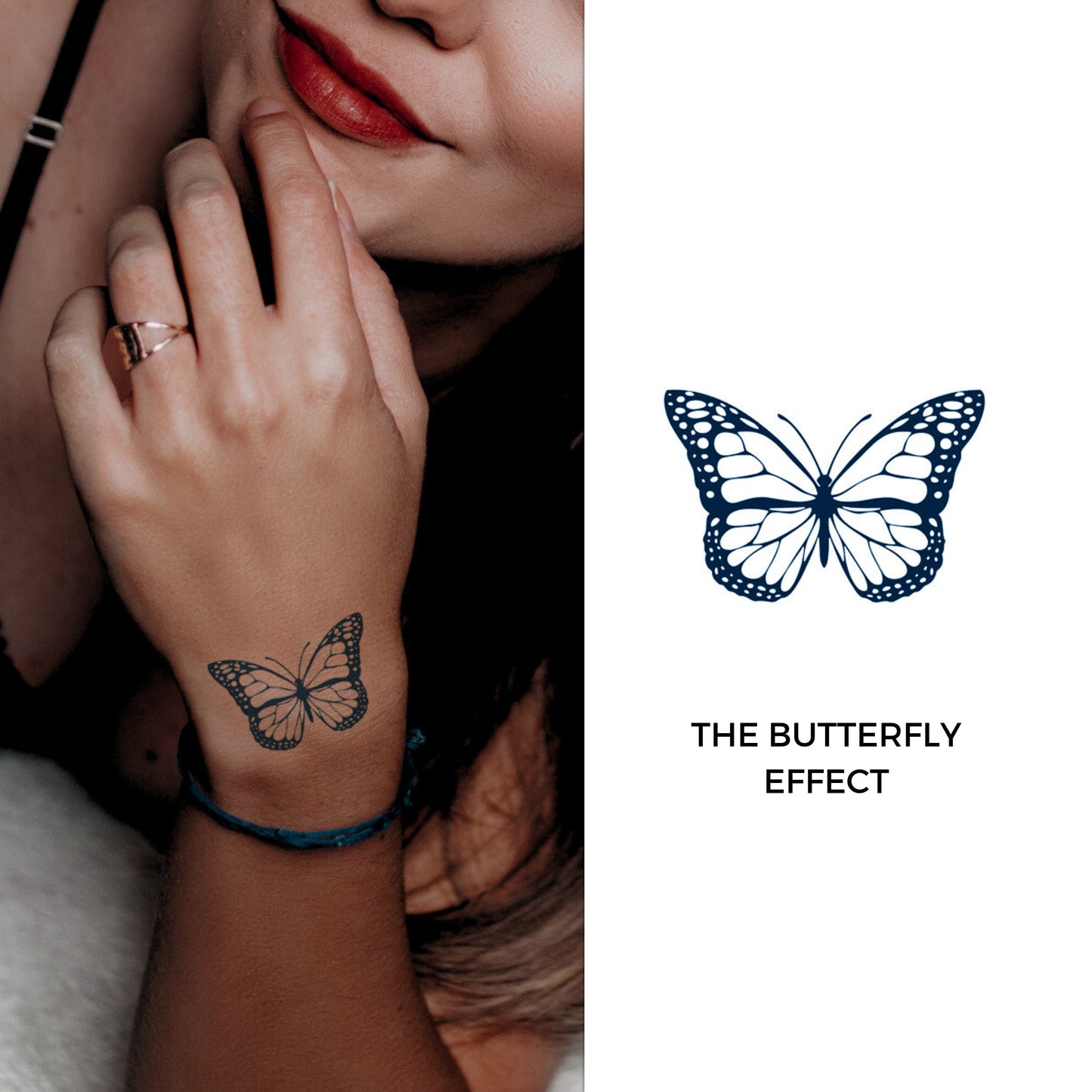 Butterfly Tattoo | 2 Week Temporary Tattoo | Plant based Vegan Tattoo | Spiritual Tattoo | Symbolic Tattoo | Butterflies Tattoo | Minimalist Tattoo