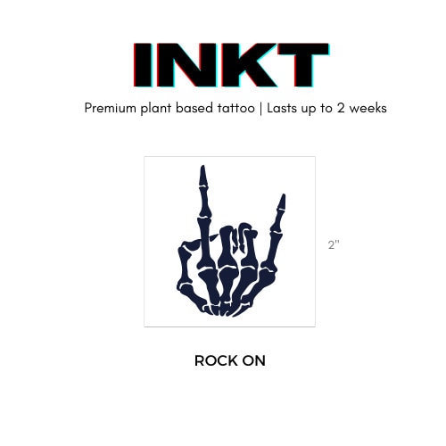 Skeleton Hand Tattoo Temporary Tattoo Vegan Tattoo Semi Permanent Tattoo Plant Based Halloween Tattoo Rock On Tattoo Festival Tattoo Hand
