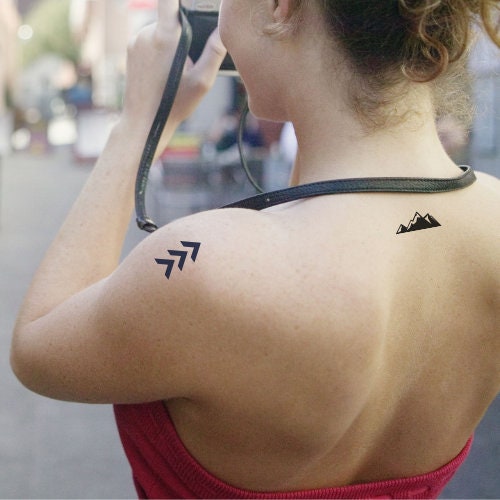 Mountain Tattoo Geometric Tattoo Arrow Tattoo 2 Week Tattoo Temporary Tattoo Semi Permanent Tattoo Abstract Tattoo Minimalist Tattoo Travel
