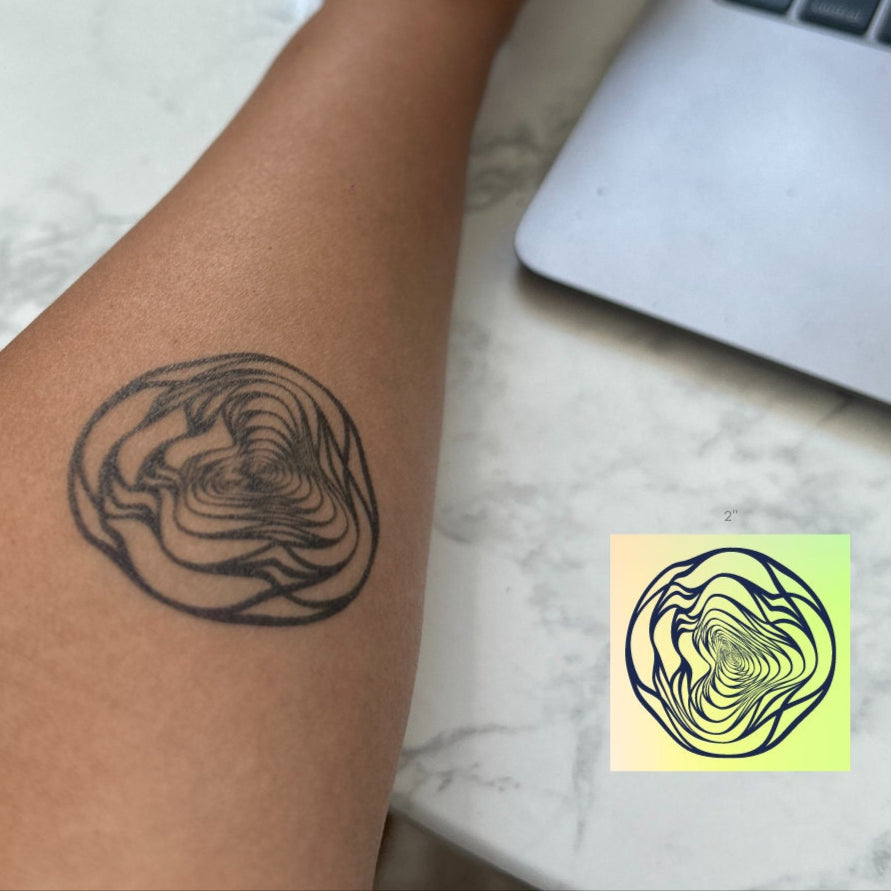 Abstract Circle Tattoo | 2 Week Semi Permanent Temporary | Vegan Tattoo | Geometric Tattoo | Trippy Tattoo