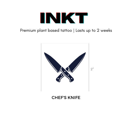 Chefs Knife Tattoo Cooking Tattoo Knife Tattoo Chef Tattoo Semi Permanent Temporary Tattoo Plant based Tattoo Vegan Tattoo Festival Tattoo