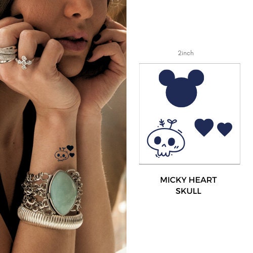 Candy Skull Tattoo Mickey Tattoo Heart Tattoo Vegan Tattoo 2 Week Tattoo Plant based tattoo Minimalist Tattoo Dainty Tattoo Festival Tattoo