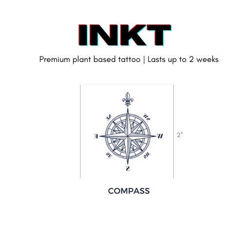 Compass Tattoo Travel Tattoo Plant Based Tattoo Semi Permanent Tattoo Temporary Tattoo Festival Tattoo 2 Week Tattoo Festival Tattoo Art