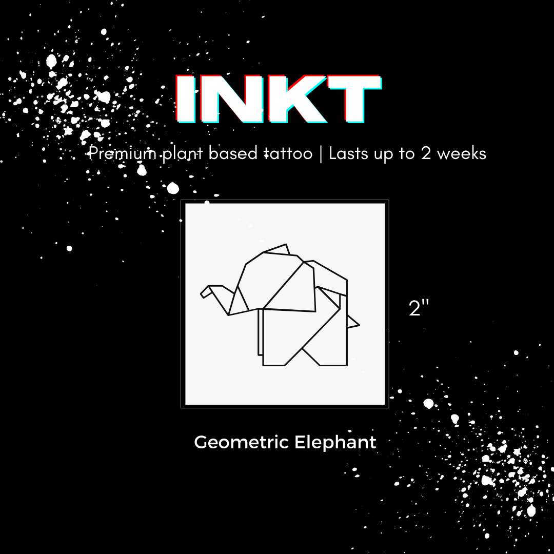 Elephant Tattoo | 2 Week Temporary Tattoo | Plant Based Vegan Tattoo | Geometric Tattoo | Cute Tattoo | Festival Tattoo | Matching Tattoo | Gift Idea | Temporary Tattoo | Geometric Elephant Tattoo | Inspirational Tattoo