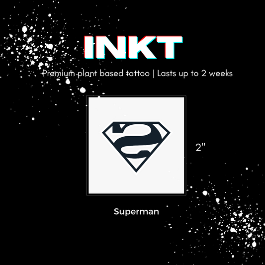 Superman Tattoo | 2 Week Temporary Tattoo | Plant Based Vegan Tattoo | Hero Tattoo | Festival Tattoo | Matching Tattoo | Gift Idea | Temporary Tattoo | Super Hero Tattoo | Inspirational Tattoo